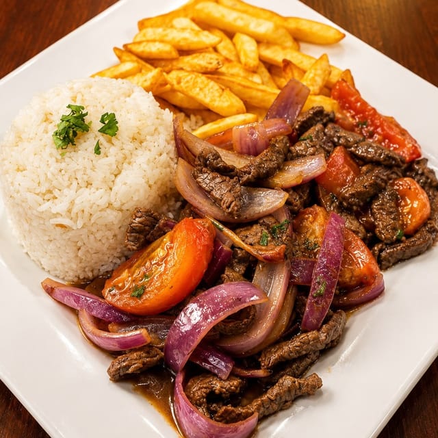 Beef Sauteed Platter / Lomo Saltado.
